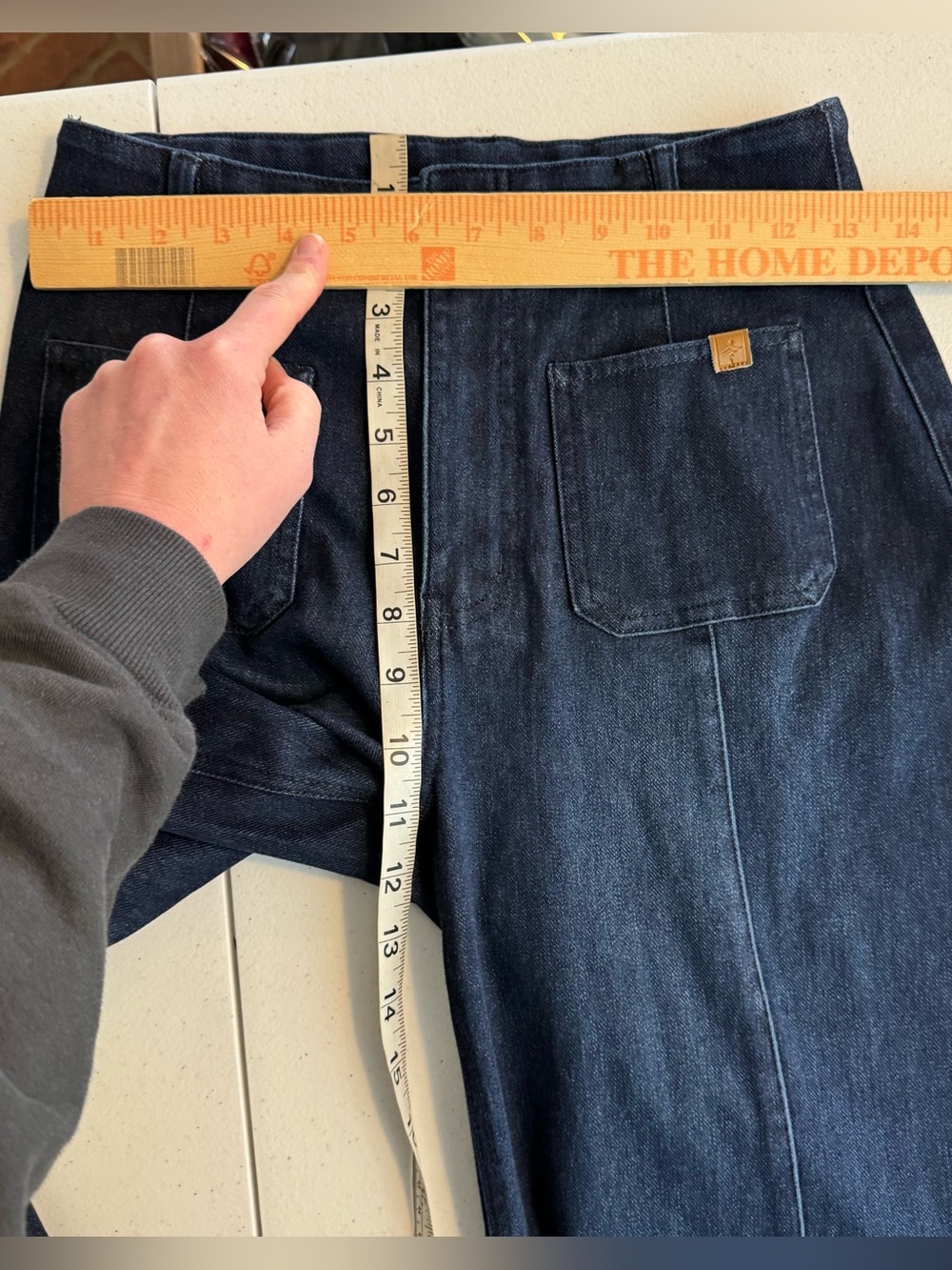 Halara Flex High Waisted Pockets Washed Casual Wide Leg Jeans Deep Blue Water XS - Picture 6 of 7